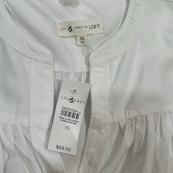 Lou & Grey Ann Taylor Loft Top Size XS NWT White Relaxed Fit Button Down - Picture 4 of 7